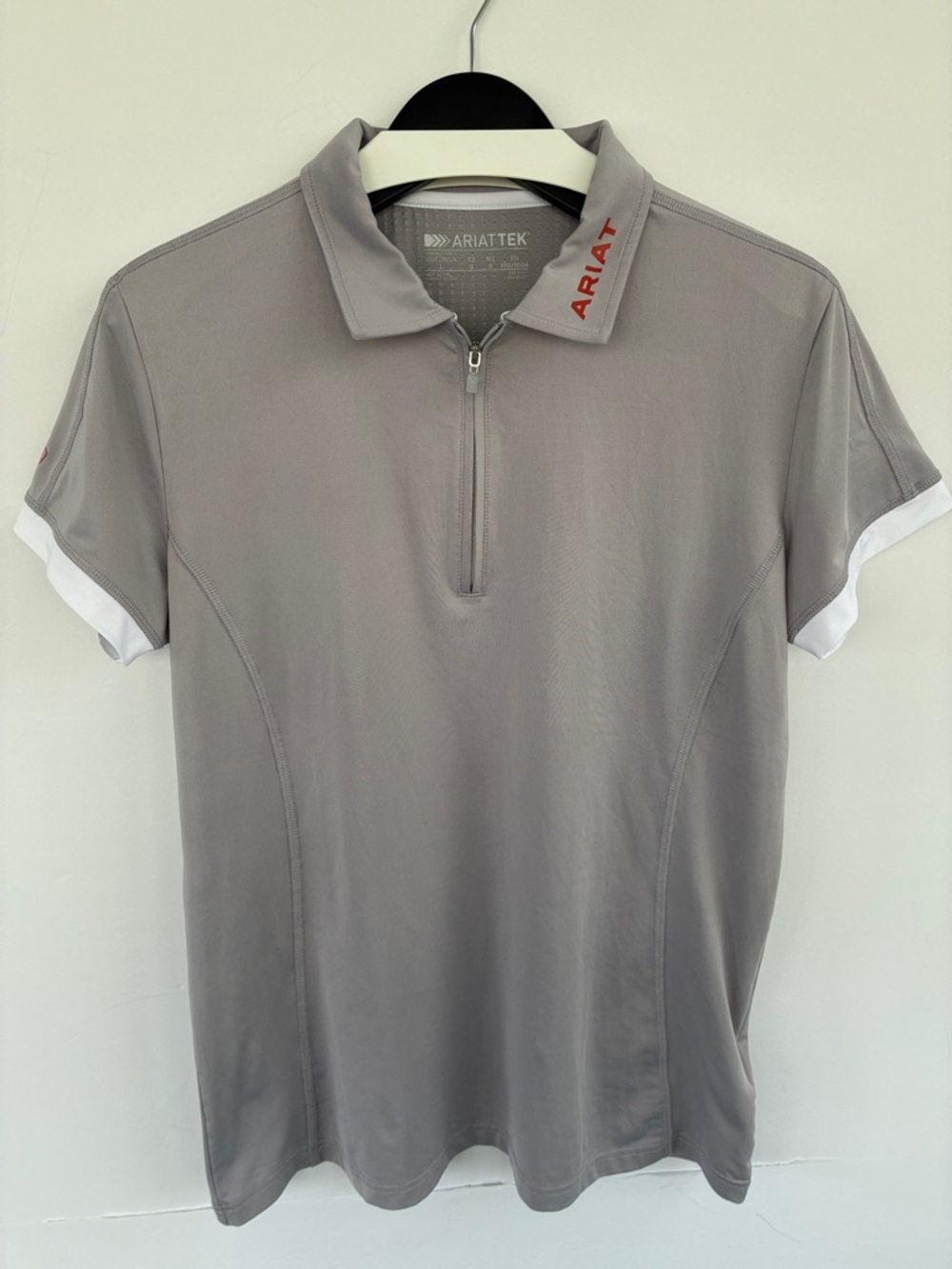 Ariat Bandera 1/4 Zip Polo Light Gray Grey UPF 50 Quarter-Zip Large